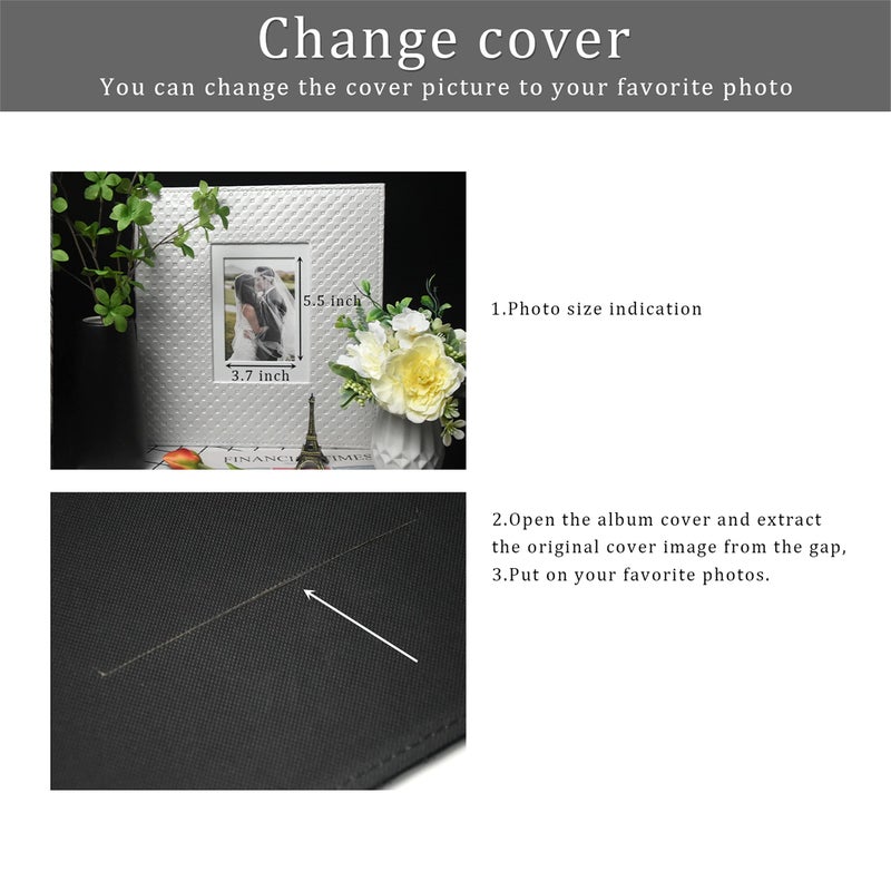 fazhongfa Photo Album E-Manny Photo Books for 4x6 Pictures Large Capacity Wedding Albums 500 Hold Photos for Family Couple Memories Book Birthday Anniversary Travel Foto Album Acid Free (White) - Image 3